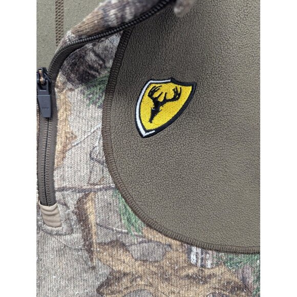 Scent Blocker Fleece Pullover Mens Medium Camo Quarter Zip Hunting S3 Green - Picture 2 of 12